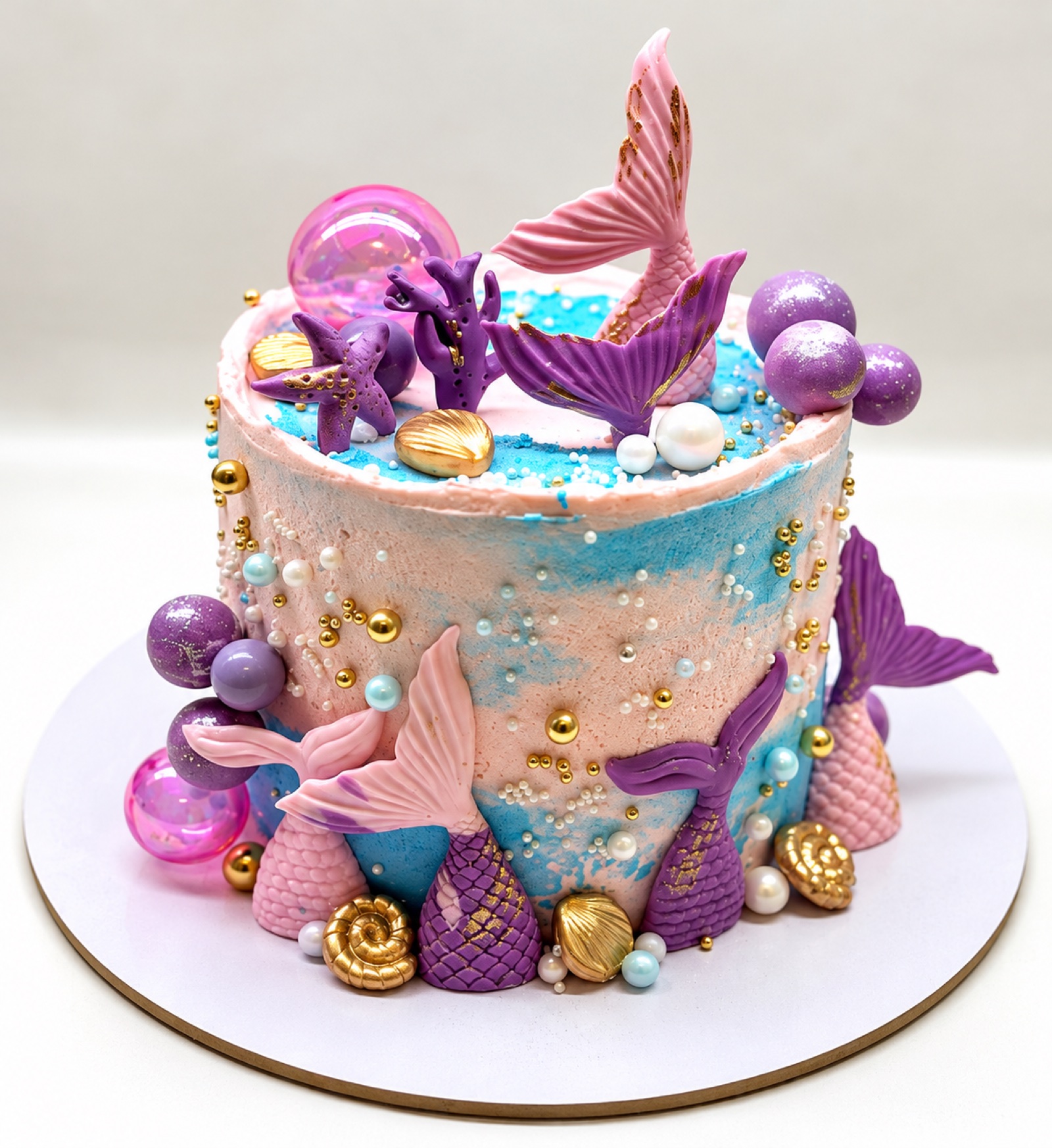 Pastel mermaid themed custom cake